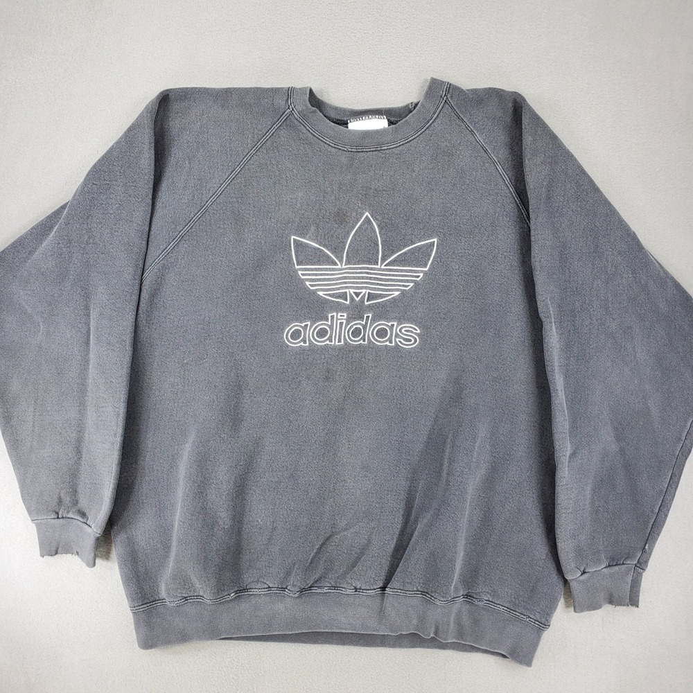 Adidas Sweatshirt Mens XL Gray Vintage 90s Made in USA Trefoil Logo‎ Pullover